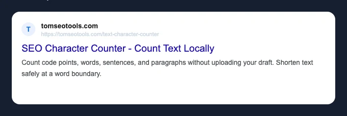 TomSEOTools SERP Preview with editable title and meta description fields beside a desktop preview
